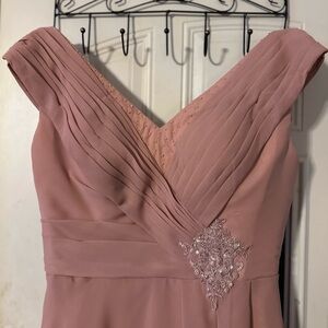 Chic Blush Evening Gown with Embellishments dark pink chiffon gown very elegant